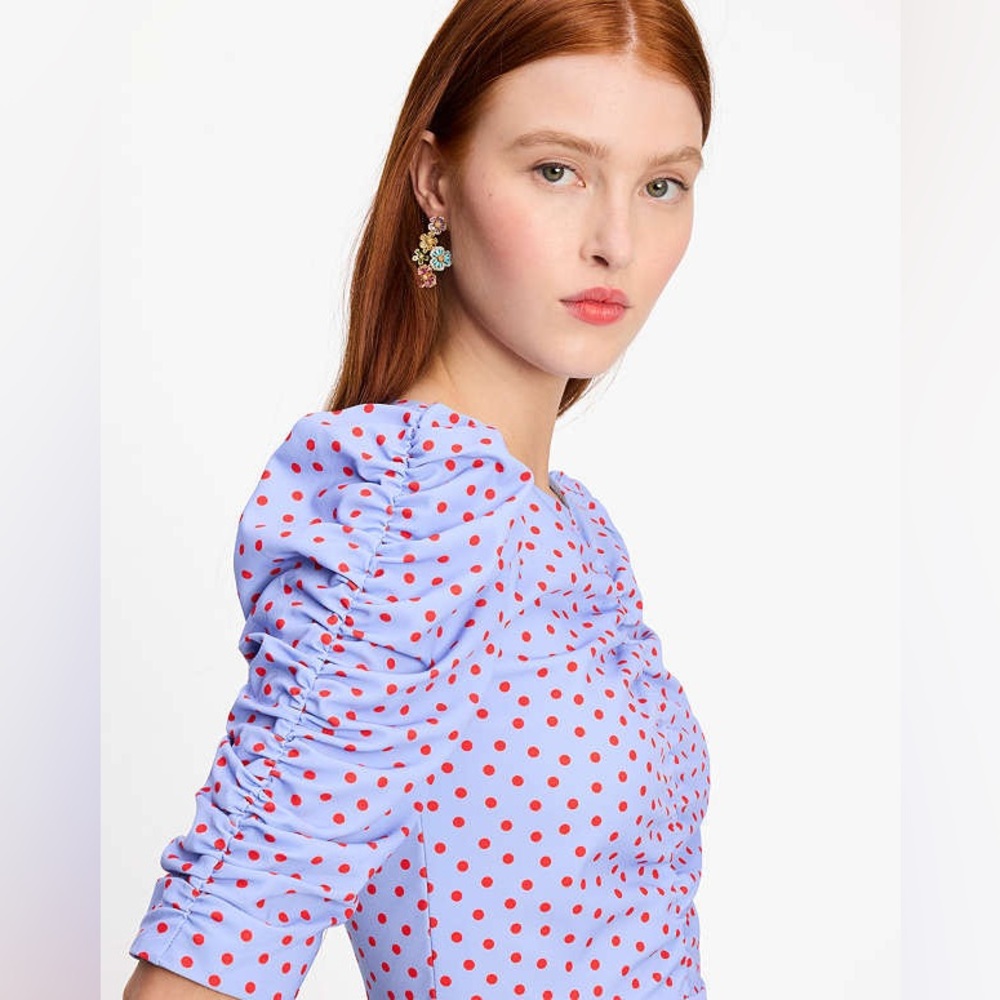 Kate Spade Spring Time Dot Ruched Top - Picture 4 of 14